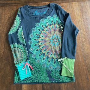 🦚 Desigual blue long sleeve v-neck